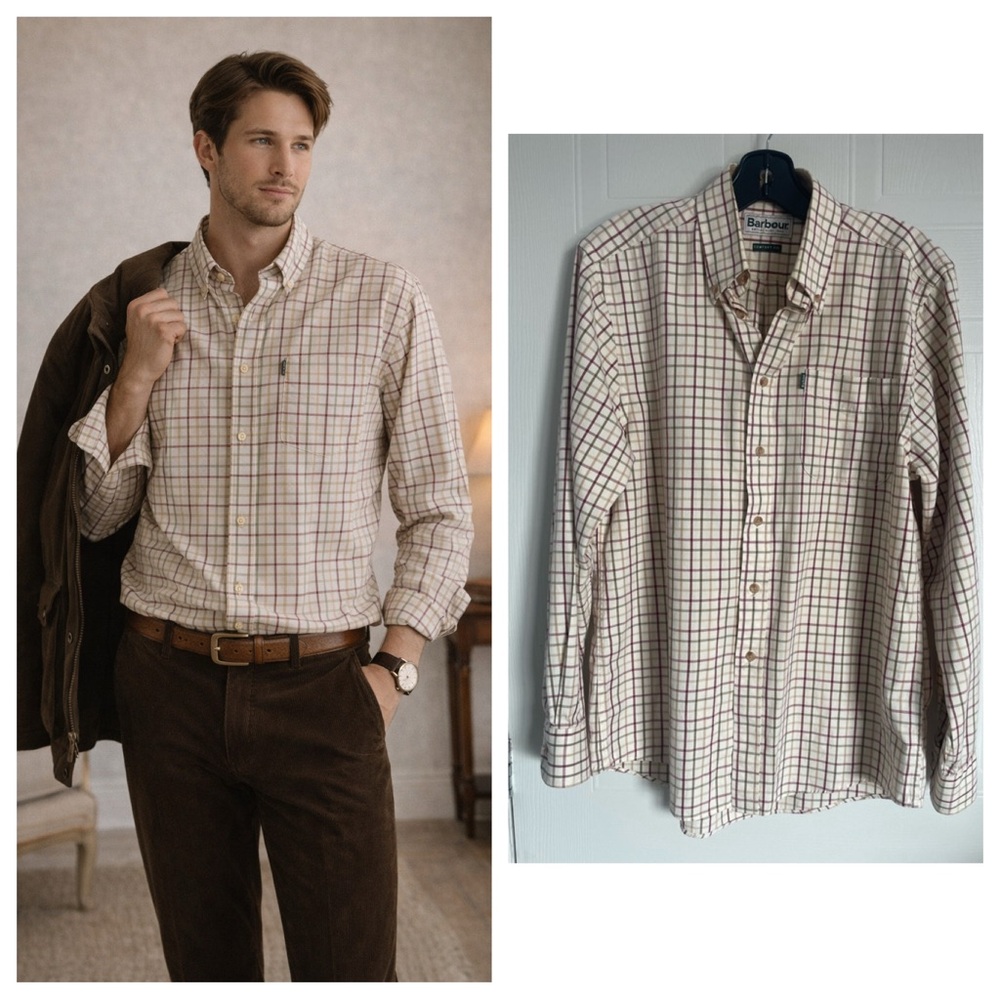 Barbour Plaid Button Down Shirt Mens Comfort Fit Classic Heritage